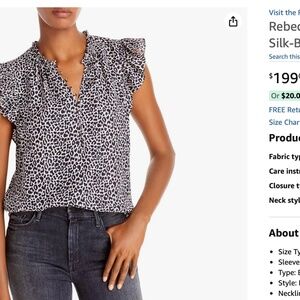 Rebecca Taylor Black and Cream Animal Print Top